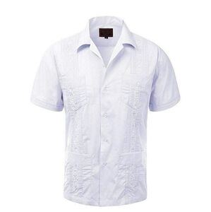 Maximos Men's White Button Down Shirt Guayabera Size 5XL
